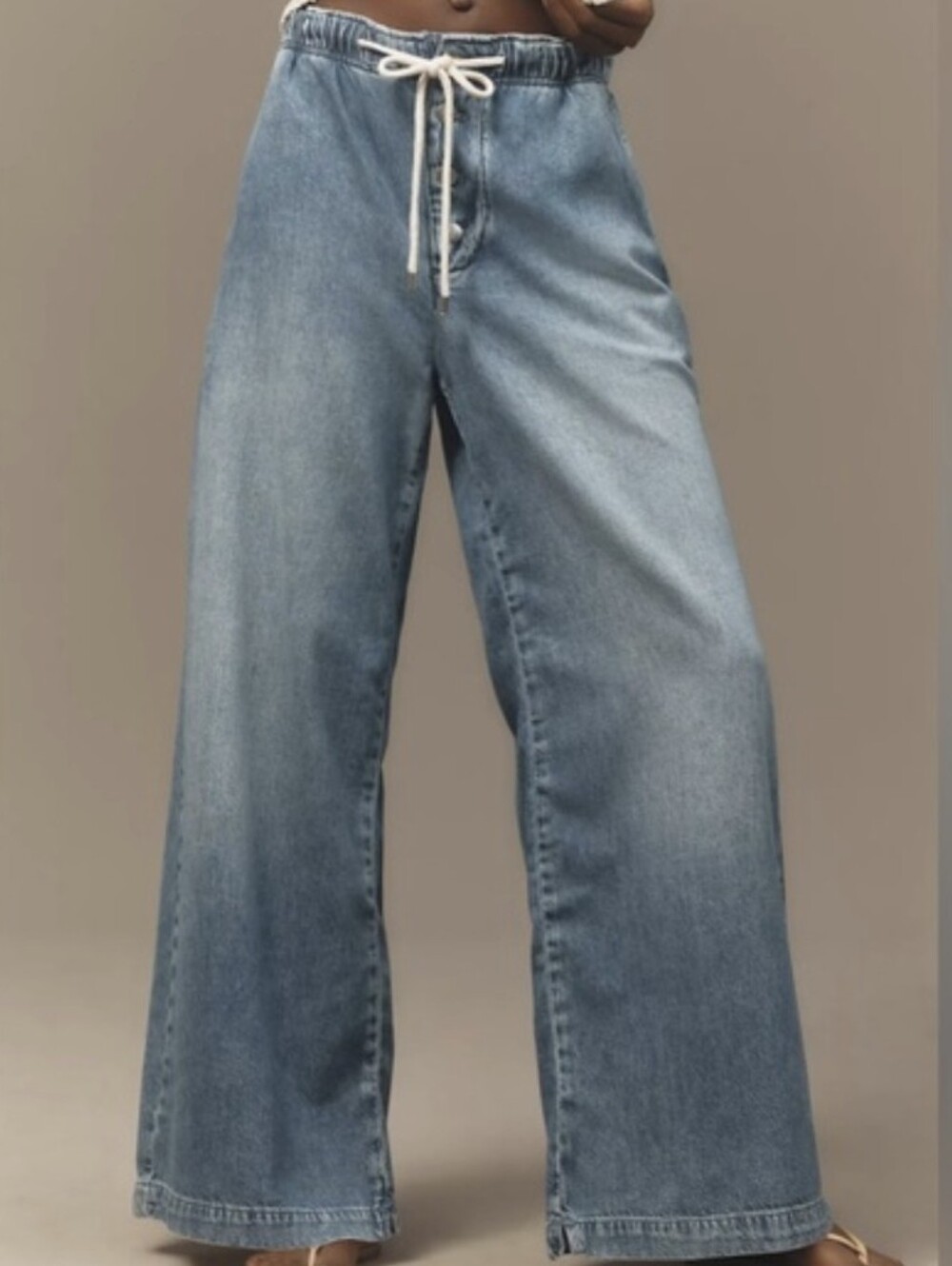Pilcro Light Blue Wide Leg Denim with Drawstring